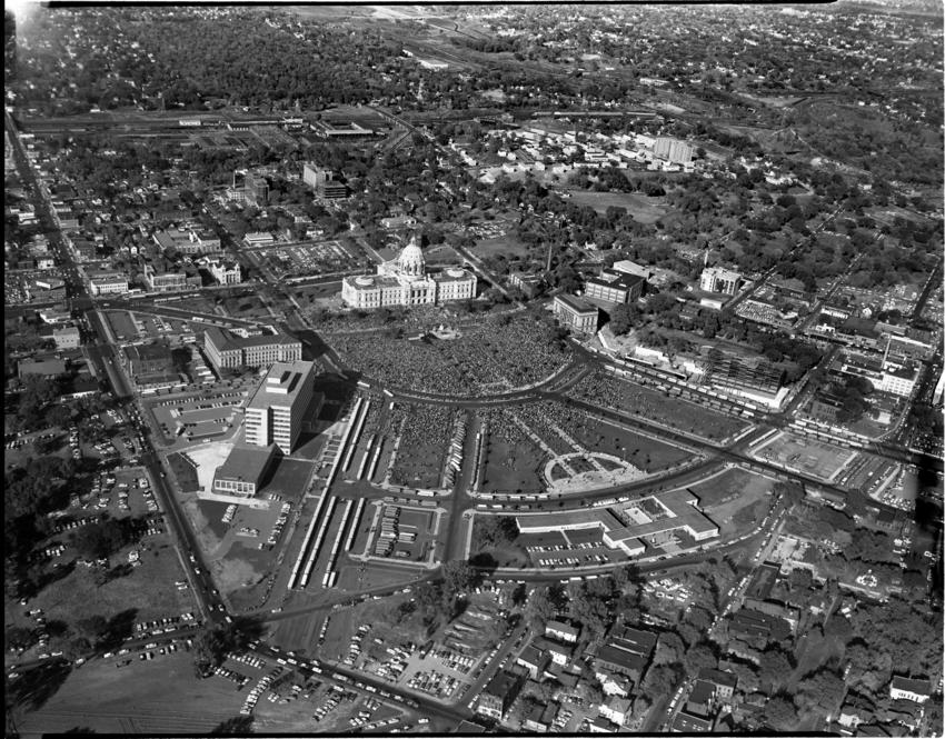 Ariel view of the State Capitol during Rosary Rally