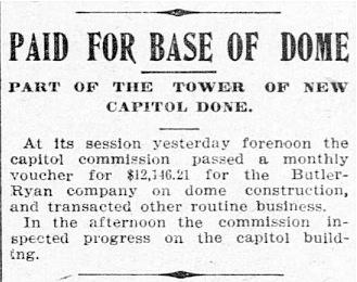 St. Paul Globe 6 June, 1900-Butlers Paid for Dome Construction