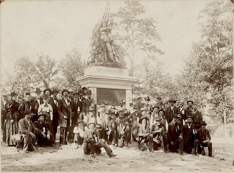 The Second Minnesota Volunteer Infantry veterans at dedication of monument to the Second Minnesota Volunteer Infantry, Snodgrass Ridge, Chickamauga, Georgia