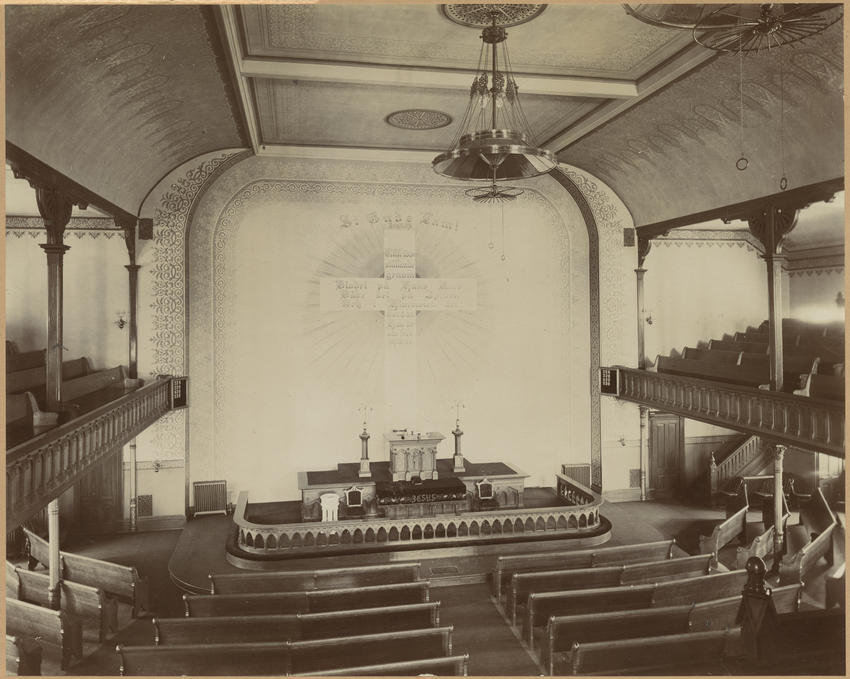 First Swedish Evangelical Lutheran Church, interior, circa 1890