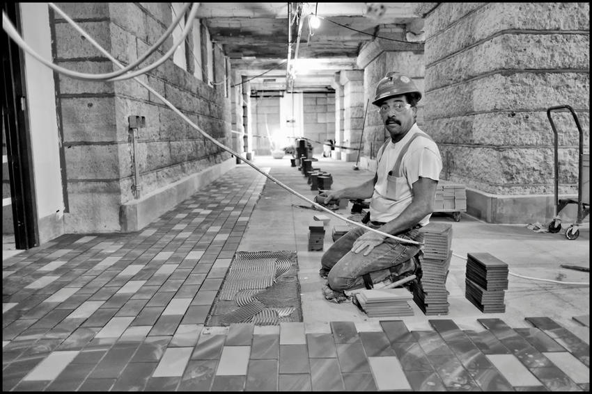 Floor tile worker, Minnesota Capitol restoration