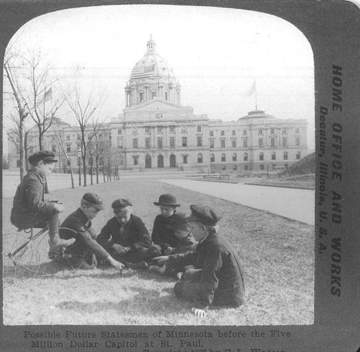 Children by newly built Capitol, ca 1905