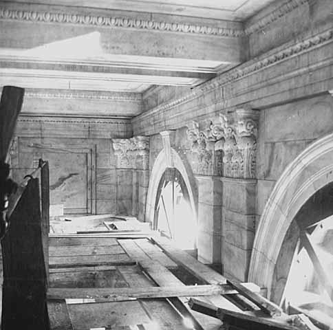 Minnesota State Capitol, Interior, Detail of carved windows and ceiling, n.d.